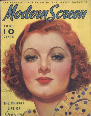 June 1936 Modern Screen Magazine with Myrna Loy cover by Earl Christy